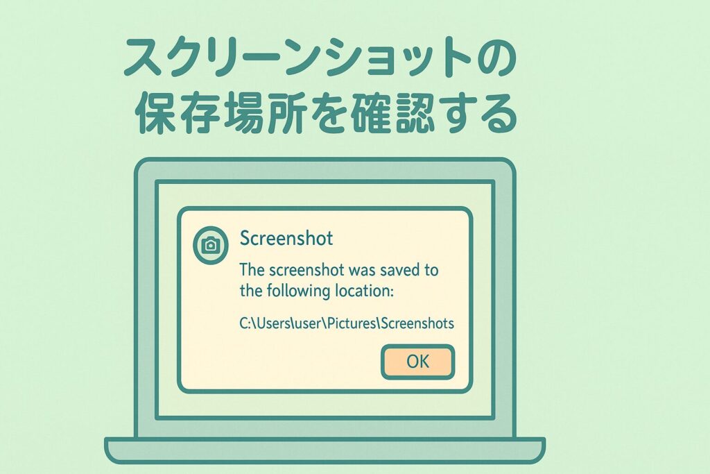 スクリーンショットの保存場所を確認する画面イメージ