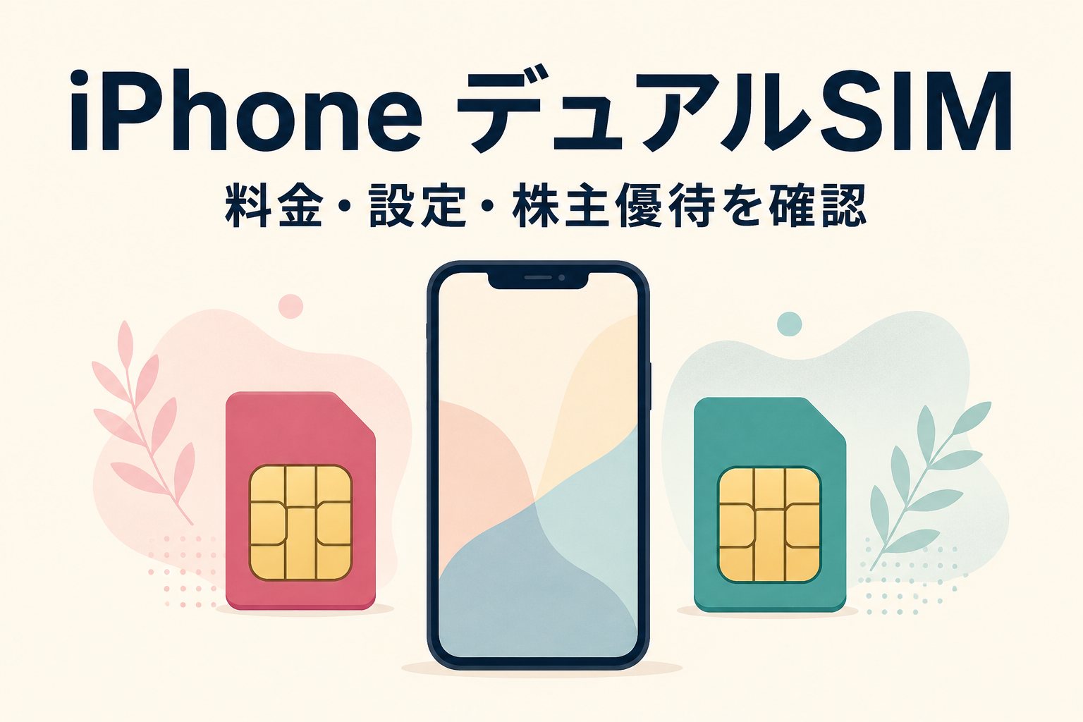 iPhoneと2つのSIMを描いたデュアルSIMの説明用イラスト