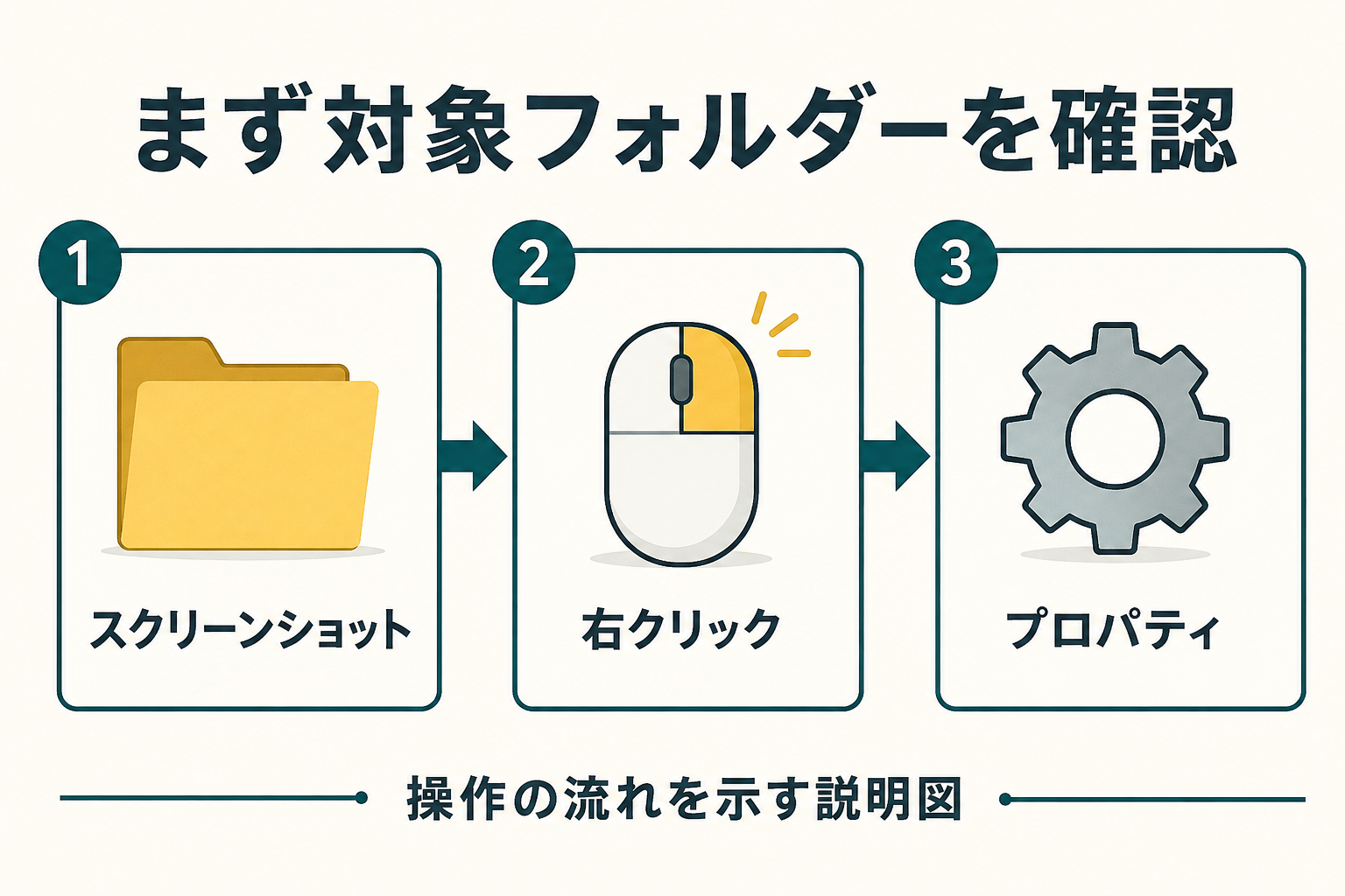 スクリーンショットフォルダーからプロパティを開く操作の流れ